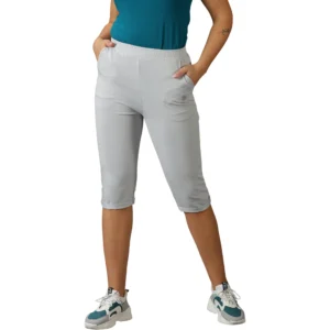 Blended Cotton Rich French Terry Regular Fit Capri with Side Pockets