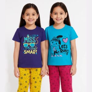 100 % Cotton Girls Pants and T shirt Set