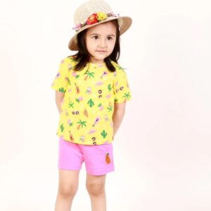 100 % Cotton Girls Shorts and T shirt Set